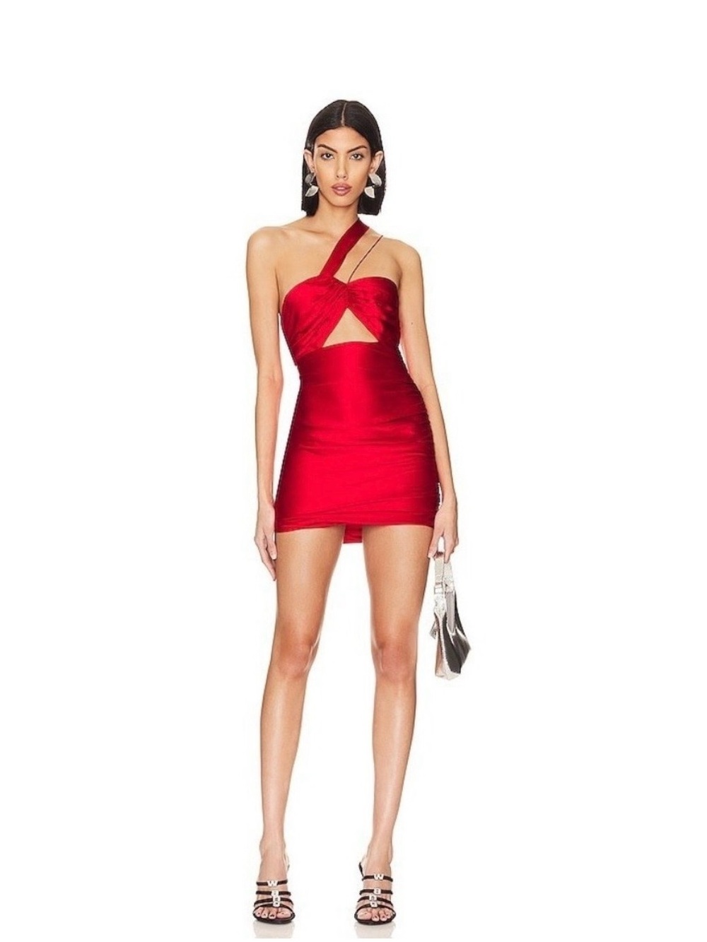 The Sei - NWOT - red bandeau / one shoulder silk mini dress